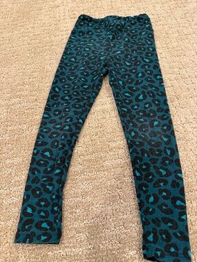 LuLaRoe Teal and Black Animal Print Kids Leggings